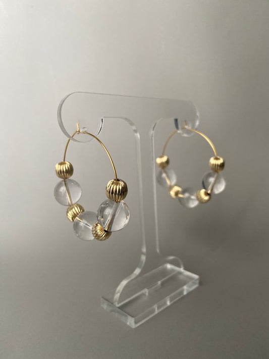 Gold bead hoop earrings